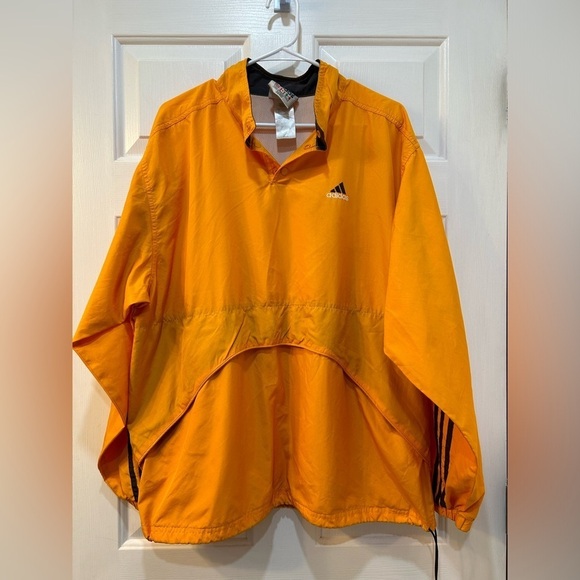 Vintage Adidas 1/4 Zip Sz Large Yellow Windbreaker Track Jacket Oversize Vented - Picture 1 of 10